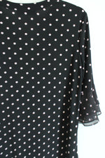 Kasper Black & Pink Polka Dot Flared Sleeve Top | M