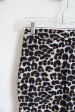 Ann Taylor Black Leopard Print Silk Blend Skirt | 0P
