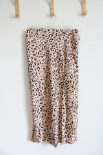 Skies Are Blue Tan & Black Leopard Print Satin Midi Skirt | M