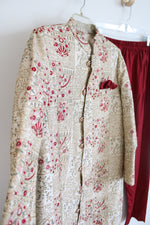 Cream Gold Metallic Floral Kurta & Pants Set | L/XL