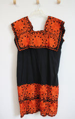 Black & Orange Embroidered Dress | 40