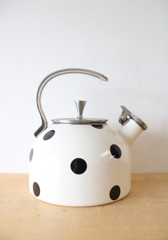 Kate Spade Deco Dot White & Black Polka Dot Tea Kettle