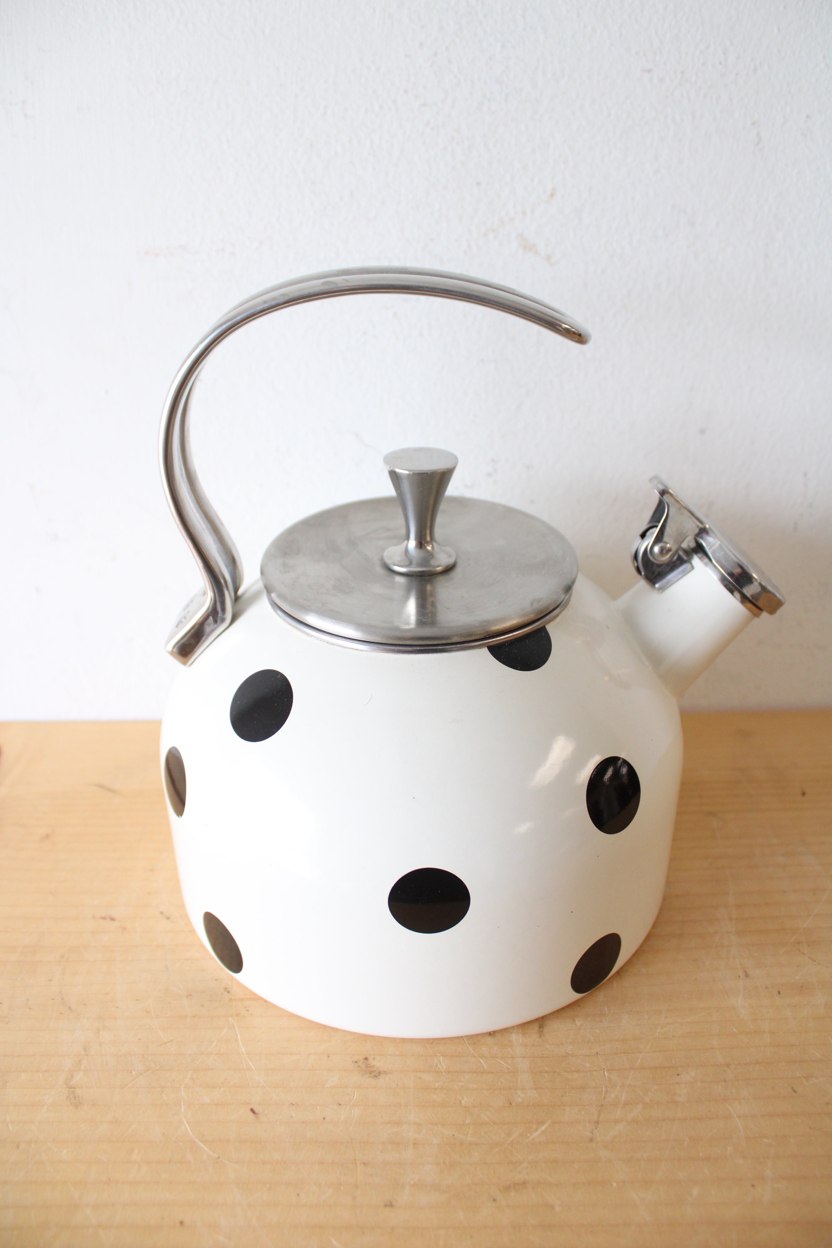 Kate Spade Deco Dot White & Black Polka Dot Tea Kettle