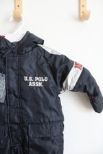 NEW U.S. Polo Assn. Red Fleece Lined Navy Snowsuit | 6-9 MO
