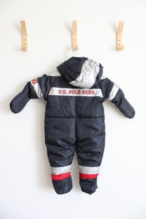 NEW U.S. Polo Assn. Red Fleece Lined Navy Snowsuit | 6-9 MO