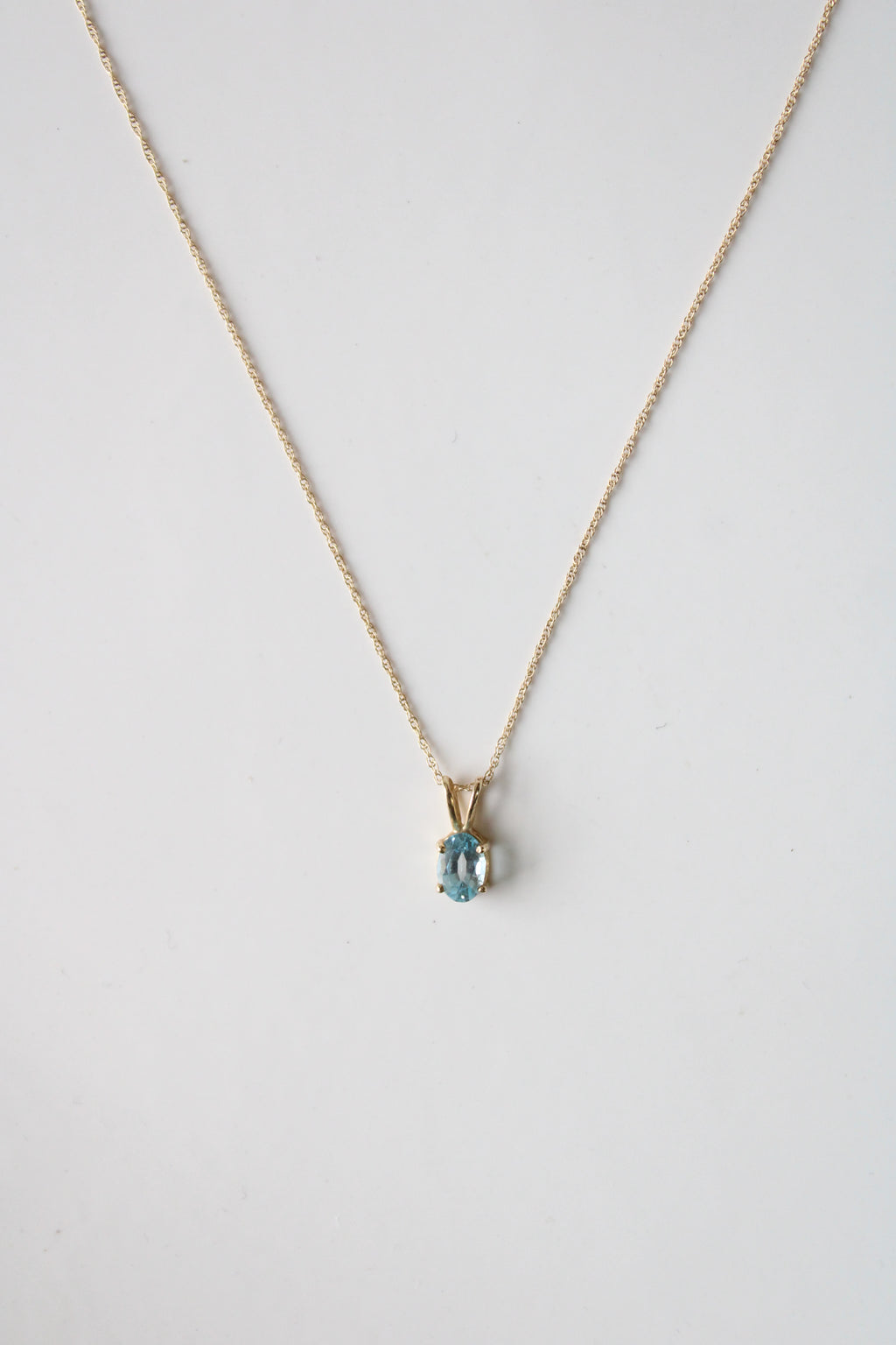 Blue Oval Topaz 14K Yellow Gold Necklace