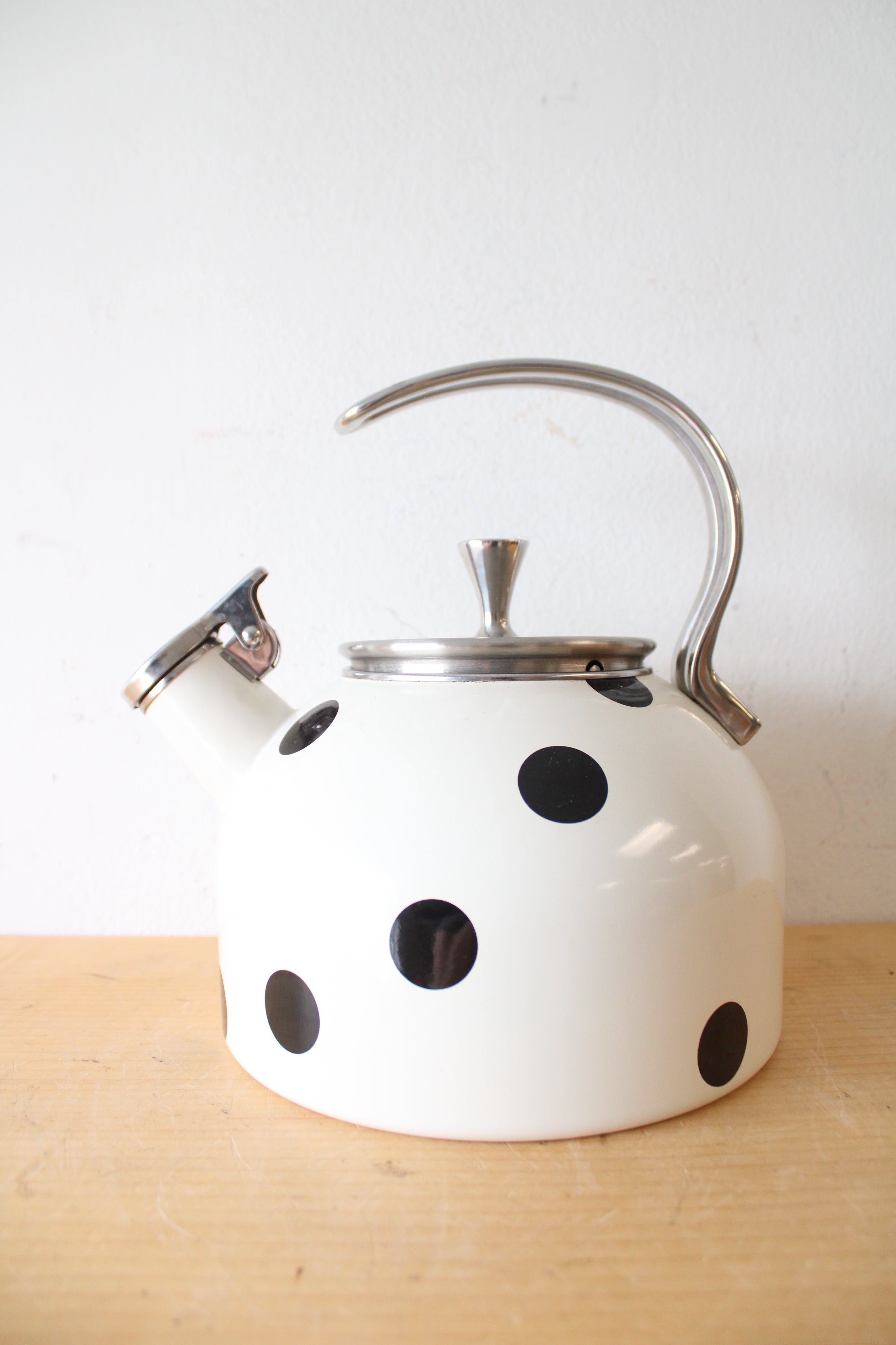 Kate Spade Deco Dot White & Black Polka Dot Tea Kettle