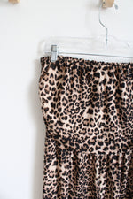 No Comment Tan & Black Leopard Print Strapless Jumpsuit | M