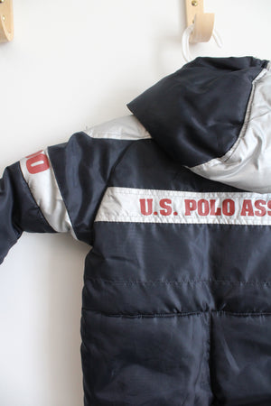 NEW U.S. Polo Assn. Red Fleece Lined Navy Snowsuit | 6-9 MO