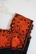 Black & Orange Embroidered Dress | 40