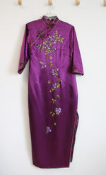 Purple Beaded Embroidered Chinese Dress | M