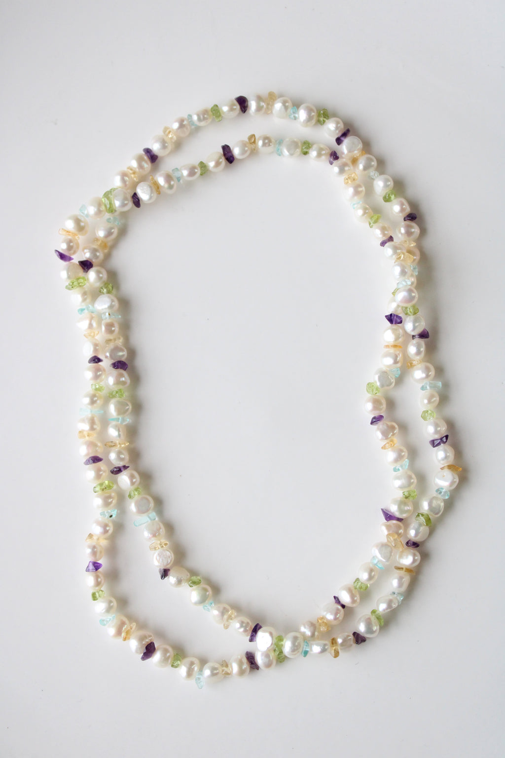Ivory Genuine Baroque Pearl Rainbow Glass Beaded Necklace