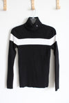 Ralph Lauren Vintage Black White Ribbed Turtleneck Sweater | M