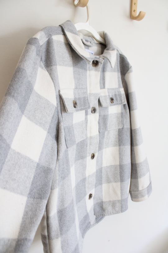 Old Navy Gray & White Soft Plaid Jacket | Youth XL (14/16)
