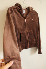 Juicy Couture Brown Velour Hoodie Jacket | L