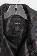Alfani Brown Metallic Leopard Print Trench Coat | M
