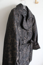 Alfani Brown Metallic Leopard Print Trench Coat | M