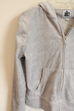 Juicy Couture Light Gray Velour Logo Hoodie | M