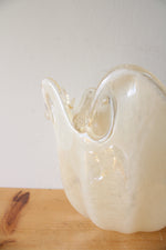 Hand Made Italian Murano Cream Glass Vase Bowl