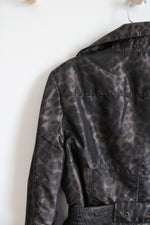Alfani Brown Metallic Leopard Print Trench Coat | M