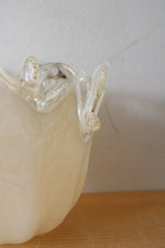 Hand Made Italian Murano Cream Glass Vase Bowl