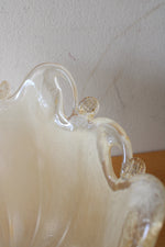 Hand Made Italian Murano Cream Glass Vase Bowl