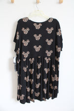 NEW Torrid Black & Brown Mickey Mouse Leopard Print Babydoll Tunic Top | 3X
