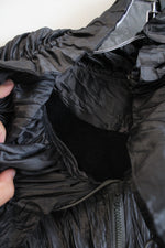 Black Pleated Ruffle Fleece Lined Full Zip Dress | M