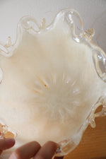 Hand Made Italian Murano Cream Glass Vase Bowl