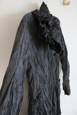 Black Pleated Ruffle Fleece Lined Full Zip Dress | M