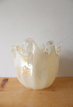 Hand Made Italian Murano Cream Glass Vase Bowl