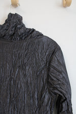 Black Pleated Ruffle Fleece Lined Full Zip Dress | M