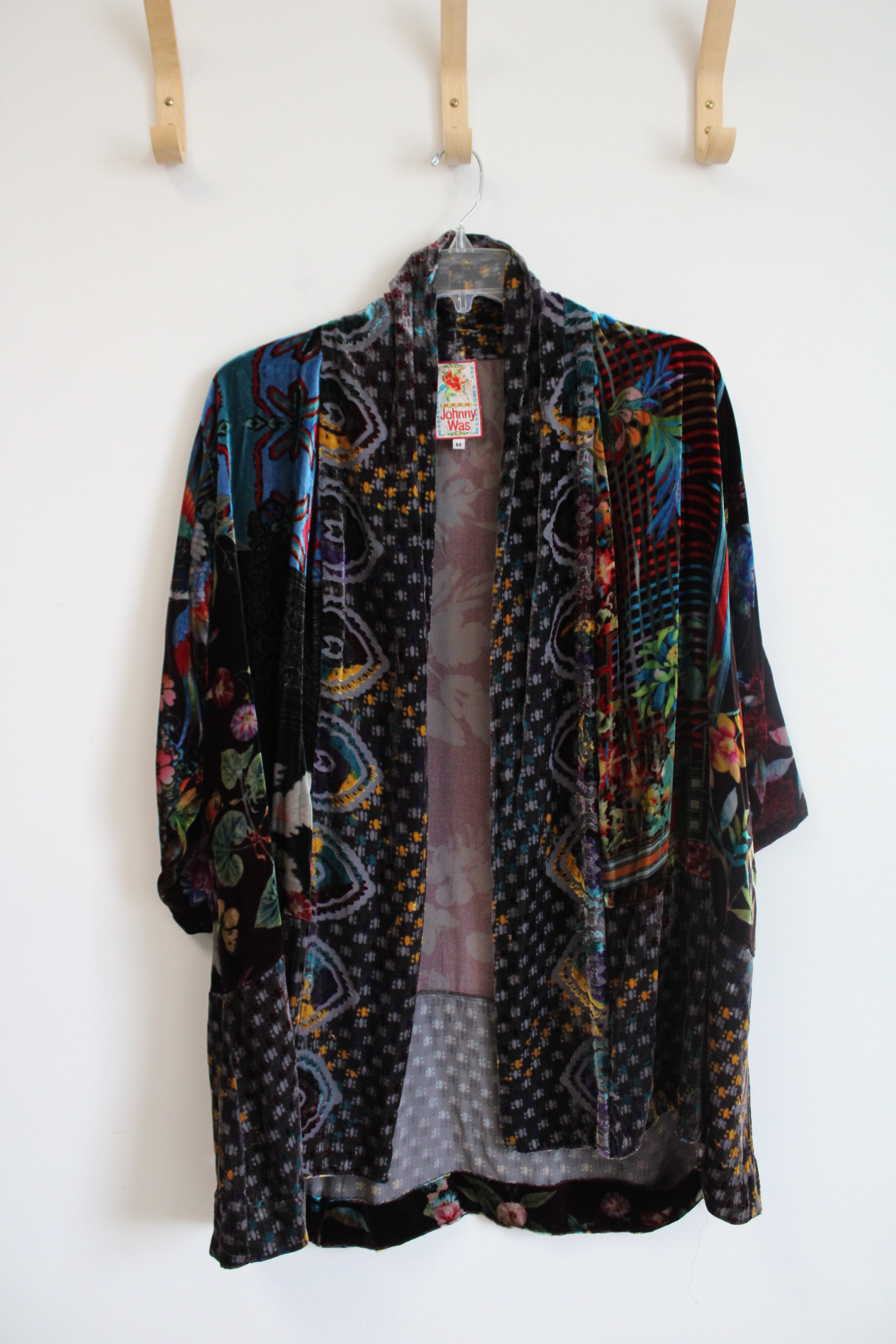 Johnny Was Velvet Silk Blend Floral Kimono | M