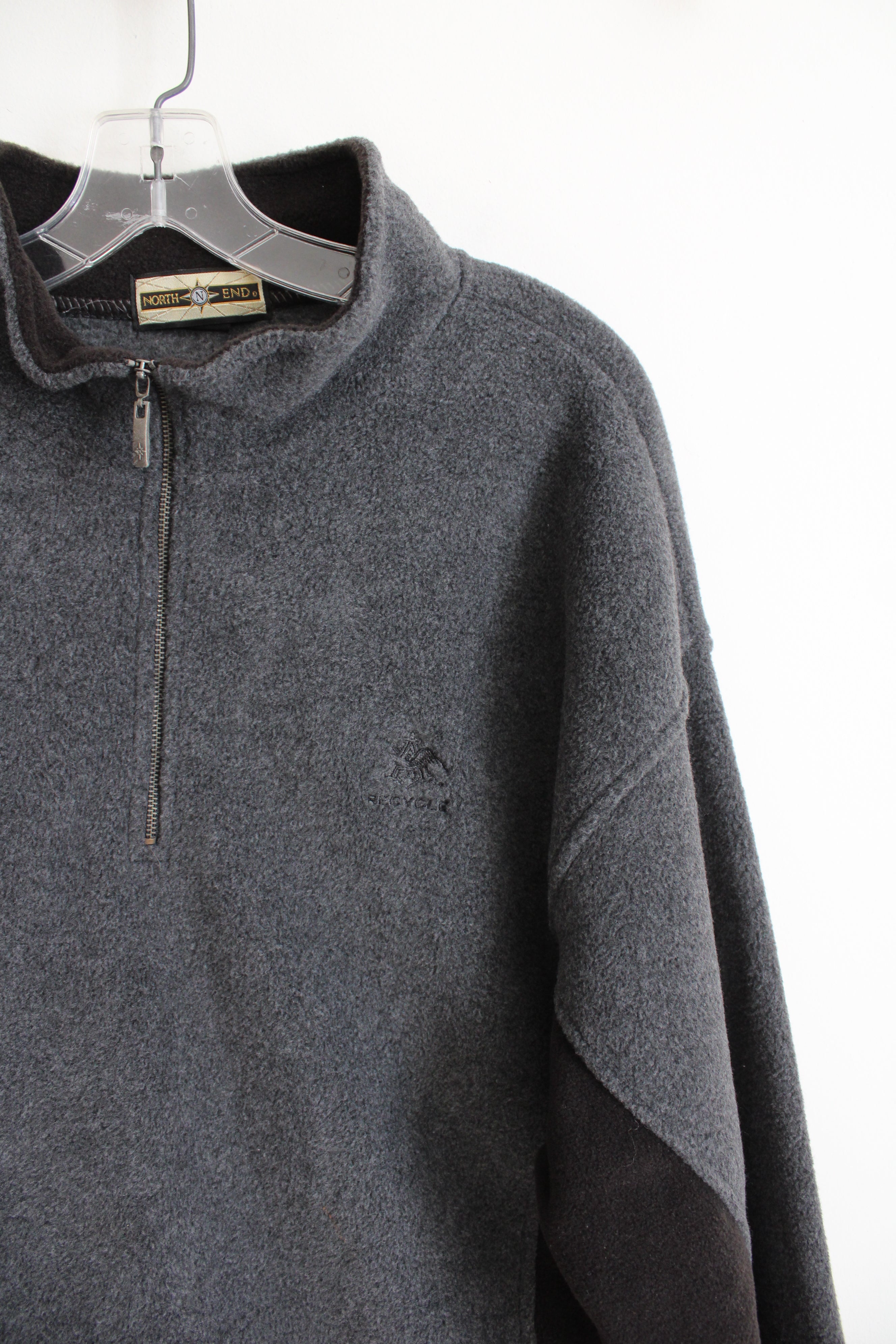 North End Gray & Black Fleece 1/4 Zip Sweatshirt | L