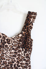 NEW Oliviaceuos Brown & Black Leopard Print Ruffled Strap Dress