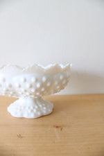 Fenton Milk White Glass Hobnail Footed 6-Candle Holder