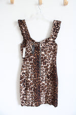 NEW Oliviaceuos Brown & Black Leopard Print Ruffled Strap Dress