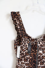 NEW Oliviaceuos Brown & Black Leopard Print Ruffled Strap Dress