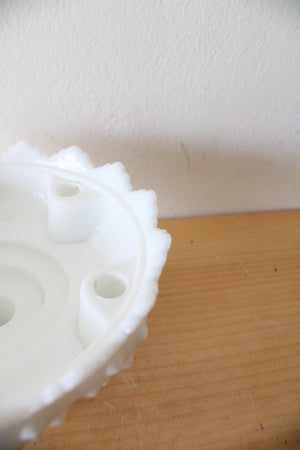 Fenton Milk White Glass Hobnail Footed 6-Candle Holder