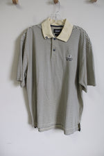 Ashworth Wyncote Golf Club Yellow Blue Striped EZ-Tech Polo Shirt | L