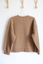 Everlane Brown Sherpa Crewneck Sweatshirt | XL