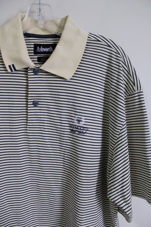 Ashworth Wyncote Golf Club Yellow Blue Striped EZ-Tech Polo Shirt | L