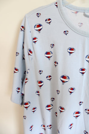 Lands' End Light Blue Hot Air Balloon T-Shirt Dress | L (14/16)