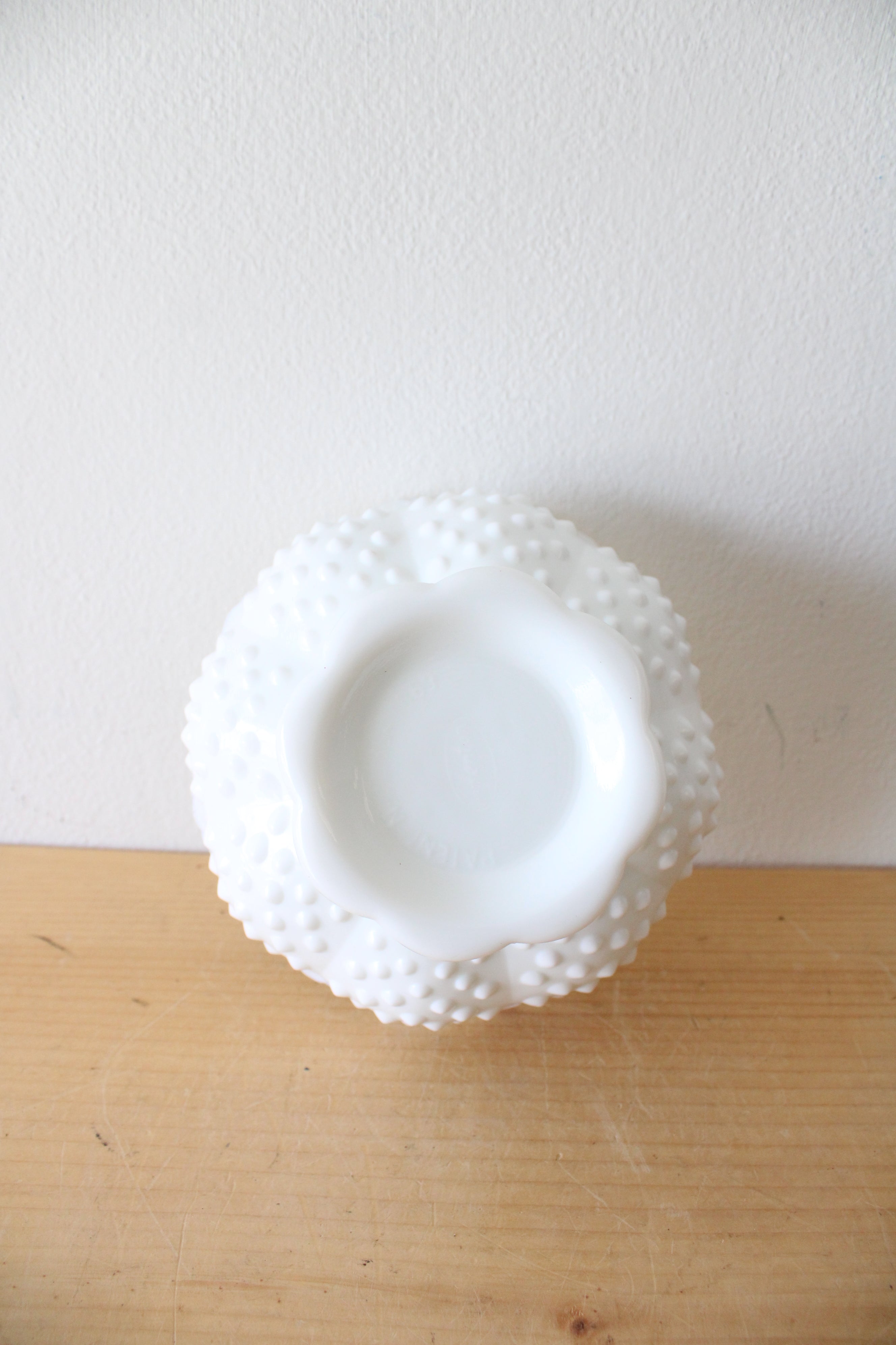 Fenton Milk White Glass Hobnail Footed 6-Candle Holder