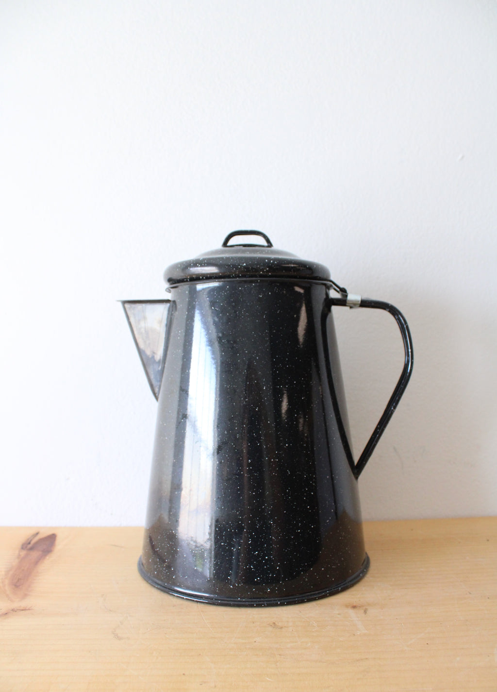 Vintage Black Speckled Enamel Kettle