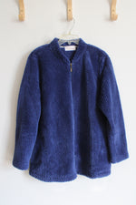 Stan Herman Blue Fuzzy Full Zip Jacket | XL