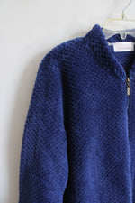 Stan Herman Blue Fuzzy Full Zip Jacket | XL