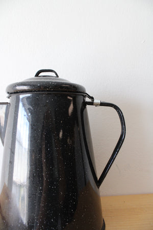 Vintage Black Speckled Enamel Kettle