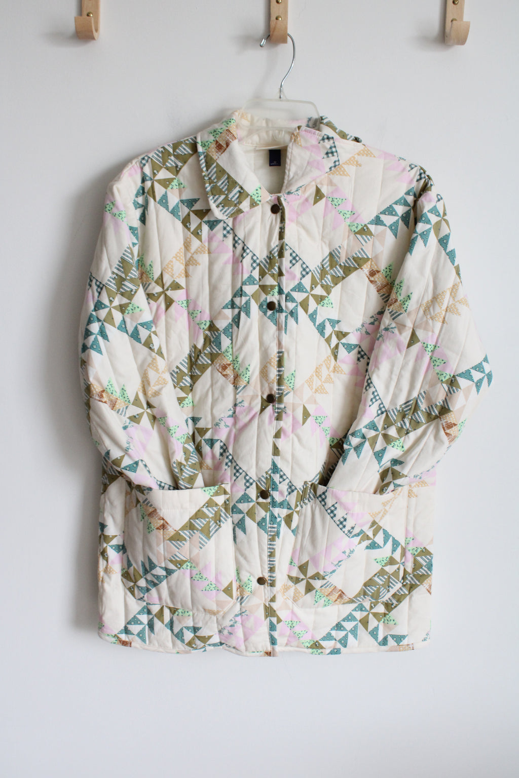 Universal Threads Cream Green Blue Quilted Jacket | M