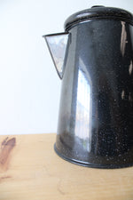 Vintage Black Speckled Enamel Kettle